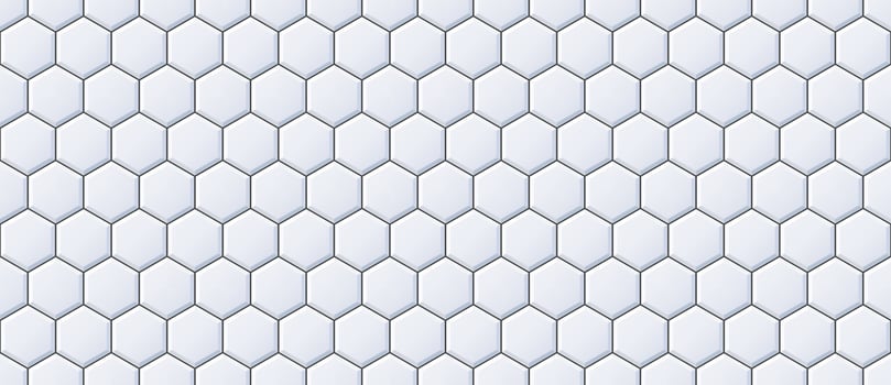 Seamless hexagon tile pattern. Honeycomb ceramic tiled texture for bathroom wall, kitchen floor, pool surface. Repeating mosaic grid background. Repeated light grey wallpaper. vector