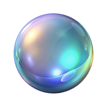 Iridescent Sphere Abstract 3D Render of a Glass Orb with Colorful Reflections png