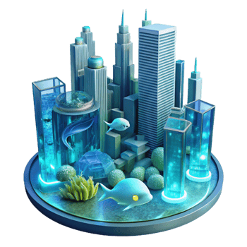 vibrant abstract Submerged Metropolis A Futuristic Underwater Cityscape authentic png