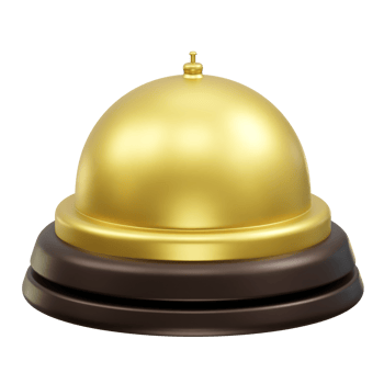 golden reception bell icon illustration 3d. Service bell icon illustration 3d png