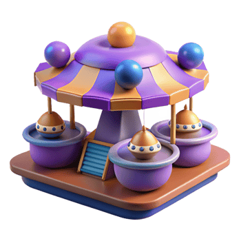 Whimsical 3D Render of a Colorful Carousel png