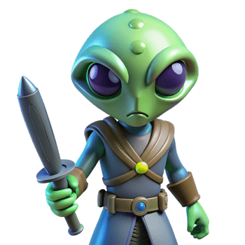 Alien Warrior with Sword 3D Render of Fantasy Creature png