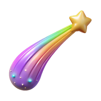 Rainbow Star Trail 3D Render of a Colorful Shooting Star png