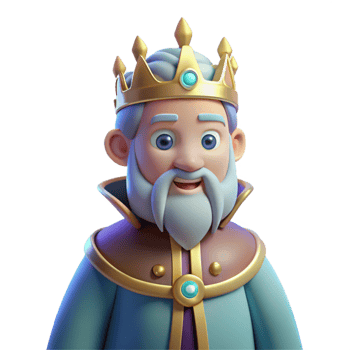 3D Render of a Cartoon King Majestic, Friendly, and Regal png