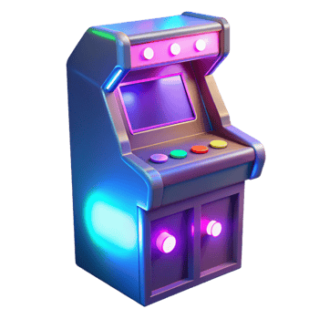 Retro Arcade Game Machine Colorful 3D Render of Classic Gaming Console png