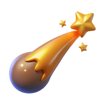 wonderful modern Golden Comet with Stars Digital Render of Celestial Event 4K png