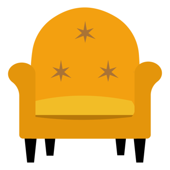 a yellow chair with stars on it png