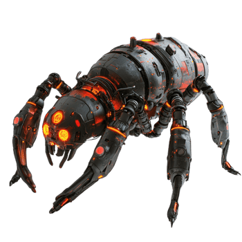 robotic ant with mechanical joints and glowing features, showcasing intricate design and advanced technology. This futuristic creature embodies innovation and creativity png