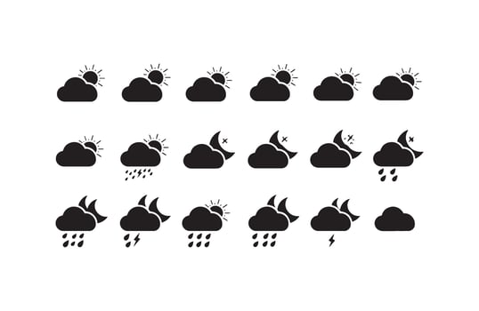 Flat Design Weather Icons Collection with Rain vector