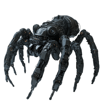 sci fi robotic tarantula with intricate mechanical details and glowing elements, showcasing advanced technology and design. This futuristic creature embodies innovation and creativity png