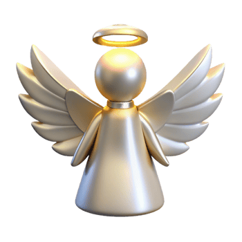 Golden Angel with Halo 3D Render of a Cherubic Figure png
