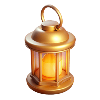 Golden Lantern with Glowing Candle 3D Render of Illuminated Festive Lamp png