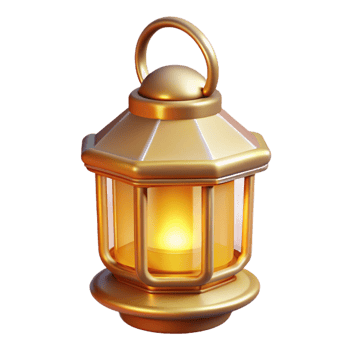Illuminated Golden Lantern 3D Render of a Luminous Decorative Lamp png