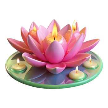 Serene Lotus Candle Arrangement Tranquil Decor for Meditation and Relaxation png