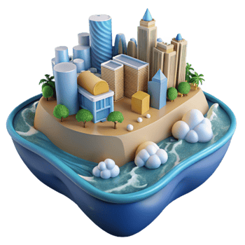 Island Cityscape A Digital Render of an Urban Oasis png