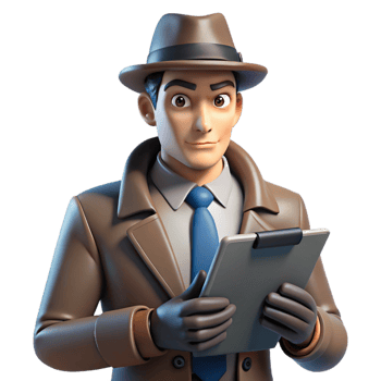 3D Render of a Detective with a Clipboard png
