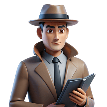 serene creative Digital Render of a Detective Investigating a Case genuine png