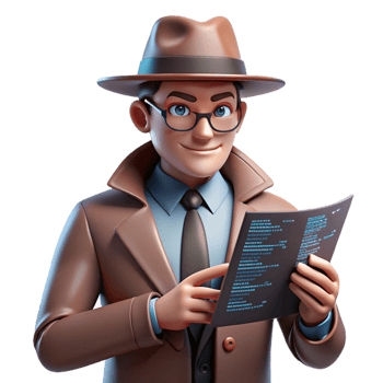 Cartoon Detective Investigating a Case File png
