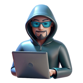 Mysterious Hacker Using Laptop in a Dark Setting png