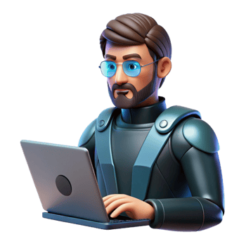 Futuristic Professional Working on Laptop png