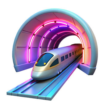 magnificent minimalist High Speed Rail Entering Illuminated Tunnel Futuristic Transportation genuine png