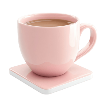 Warm Coffee in Pastel Mug on Coaster png
