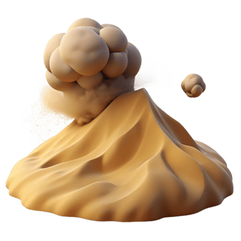 Sand Dune Explosion 3D Render of a Dust Cloud Erupting from a Sandy Hill png