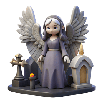 3D Render of Angelic Figure in Cemetery Setting png