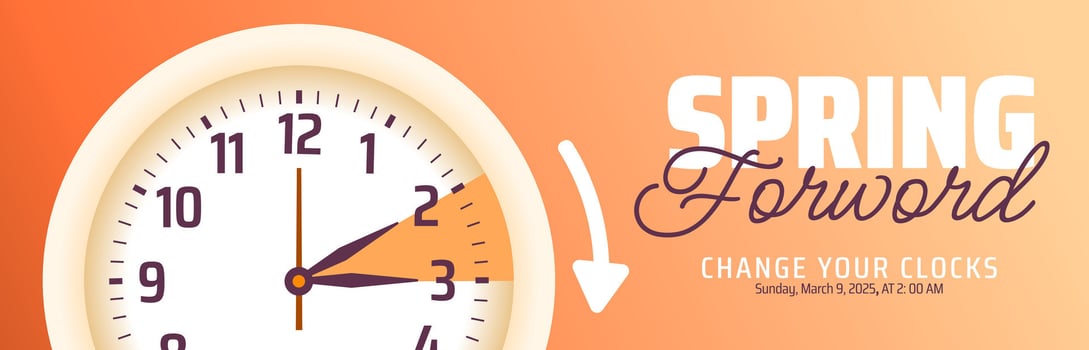 Spring Forward concept 2025 banner with flower and clock design with golden color design. vector