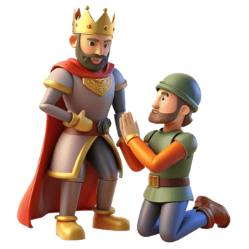 3D Render of a King and Soldier A Royal Audience png