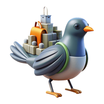 3D Render of Bird Carrying Packages Efficient Delivery Concept png