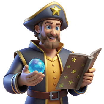 Enchanted Captain 3D Render of a Fantasy Wizard png