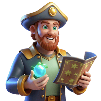 Captain's Guide Exploring Magical Orb and Ancient Book png