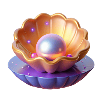 Luminous Pearl in Golden Shell Digital Render of Ocean Treasure png
