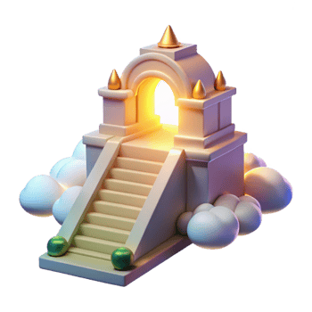 Digital Render of Stairway to a Glowing Archway in the Clouds png