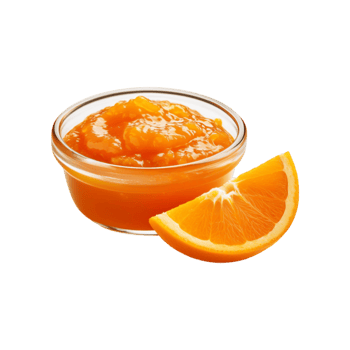 Glass bowl of orange fruit jam on transparent background png
