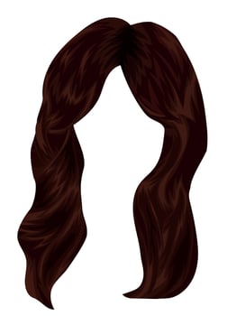 brunette female pattern, long hair for female characters, cascade hairstyl vector
