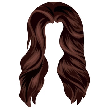 template female long brown hair with a cascade cut that covers the face on both sides character template vector