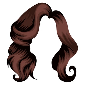 template of a short, curly, brown female hairstyle for female characters vector