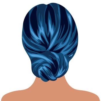 female hairstyle of bundles of long hair in blue color vector