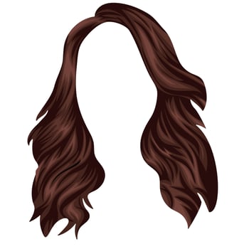 long, female, brown hair de hair template without face image, for female characters or hairdressers vector