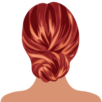 female hairstyle with bunches of long red hair vector