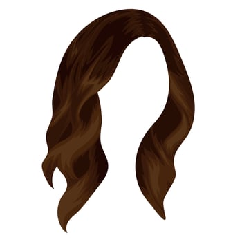 brunette female pattern, long hair for female characters, cascade hairstyle vector