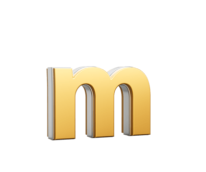 Shiny Golden Small Letter m Gleams With Its Sleek Modern Design With Sharp Edges 3D Illustration png