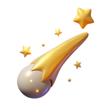 magnificent vintage Golden Comet with Stars Digital Render of Celestial Event authentic png