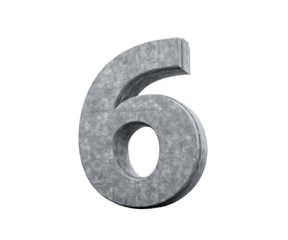 Concrete Number Six 6 Digit Made Of Grey Concrete Stone, 3d Illustration png