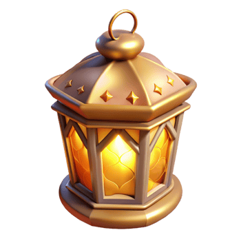 Illuminated Golden Lantern 3D Render of an Ornate Festive Lamp png