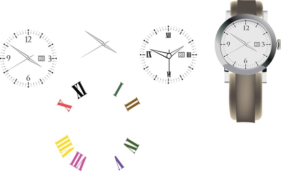 A set of watches with different colors vector