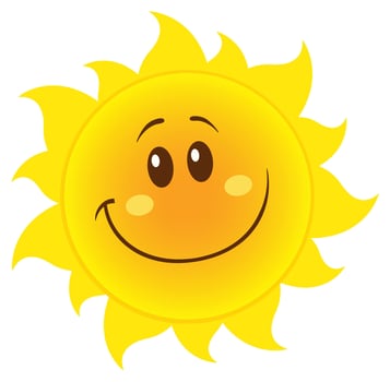 Sunny face with a smile and sparkling eyes, symbol of sunny mood vector