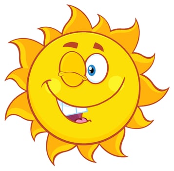 Happy sun with a wink and a wide smile, fun symbol of a positive mood vector